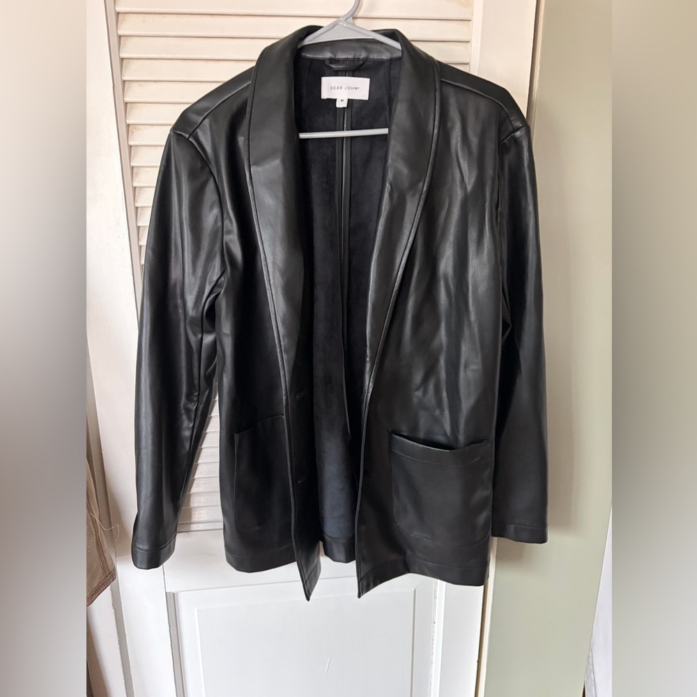 Dear John Black Vegan Leather Blazer